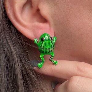 Green Frog Earrings Cute Jewelry